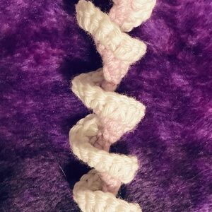 Handcrafted Spiral Crochet Accessory: Keychain or Bag Charm - White & Pale Lilac
